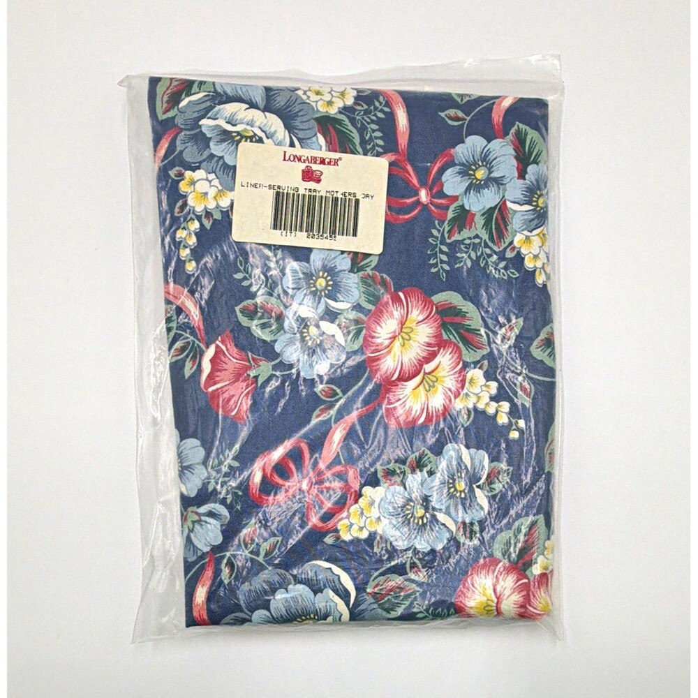 Longaberger Serving Tray Mothers Day Floral Fabric Liner, Blue Multicolor